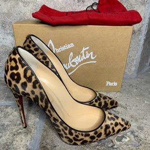 Christian Louboution Cheetah Pigalles Follies Pumps 40 1/2  signature red soles.